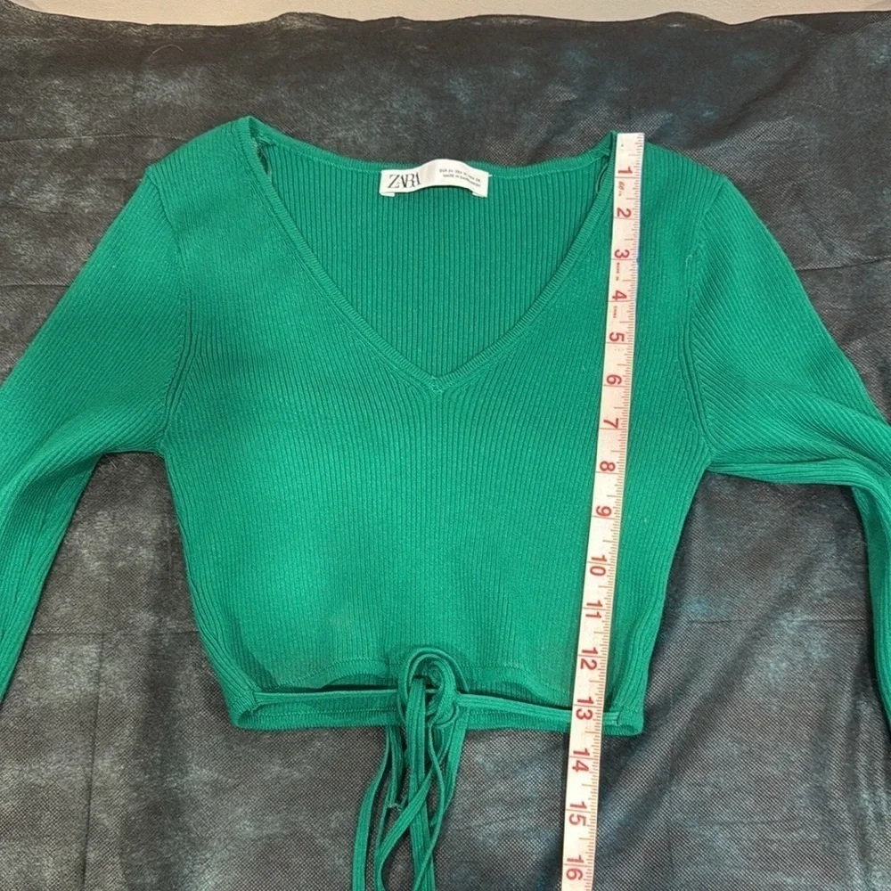 🔥Zara Emerald Long Sleeve Tie-Front Blouse🔥
